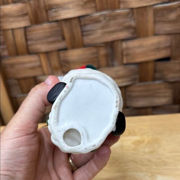 Vintage Festive Snowman ceramic Figurine with Red and Green Hat - Picture 5 of 5